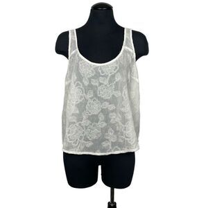 Abercrombie & Fitch Sheer‎ Beaded Rose Tank - Women’s L